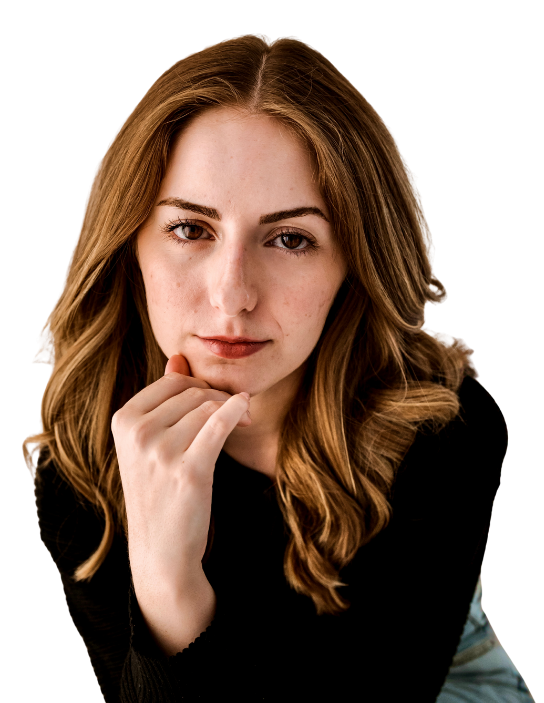 Image of me wearing a dark top with no background